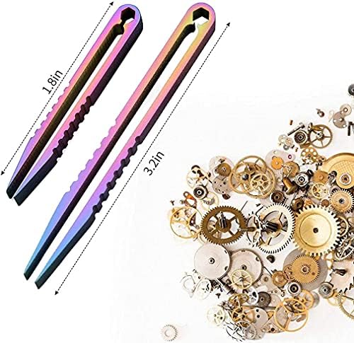 Canku 2pcs Mini Tweezers Titanium Portable Titanium Alloy EDC Tweezers Survival Camping Outdoor Travel Mini Tool(Color) …