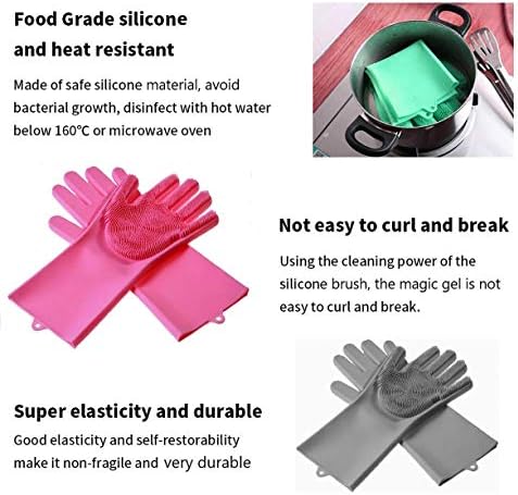 Magic Dishwashing Cleaning Sponge Gloves Reusable Silicone Brush Scrubber Gloves