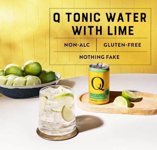 Q MIXERS TONIC WATER with LIME - Real Quinine & Lime Extract - Ideal for Cocktails & Mocktails - Made with Real Ingredients, Perfectly Carbonated & Lightly Sweet - 7.5 Fl oz (Pack of 24)