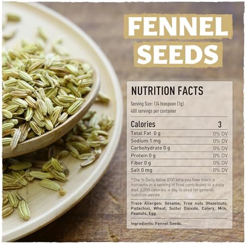 Eastanbul Fennel Seed, 14.1oz, Loose Fennel Tea, Hinoja Hierba, Ayurvedic & Culinary Seeds for Cooking & Herbal Teas, Natural, Whole, Suitable to Obtain Ground, Vegan, Gluten Free, Non GMO