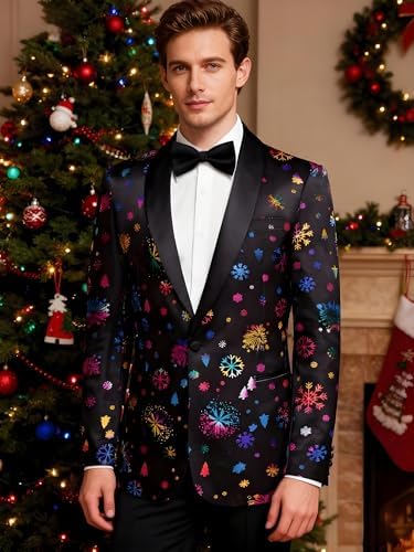 Hi-Tie Stylish Men Suit Jacket Blazer Shawl Lapel One Button Slim Fit Long Sleeve Jacket Tuxedo Party Dinner