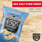 4505 Sea Salt Seasoned Chicharrones, Fried Pork Rinds - Sea Salt Flavored Pork Skins - Low Carb, Gluten-Free, Protein Snack - 3oz (Pack of 12)