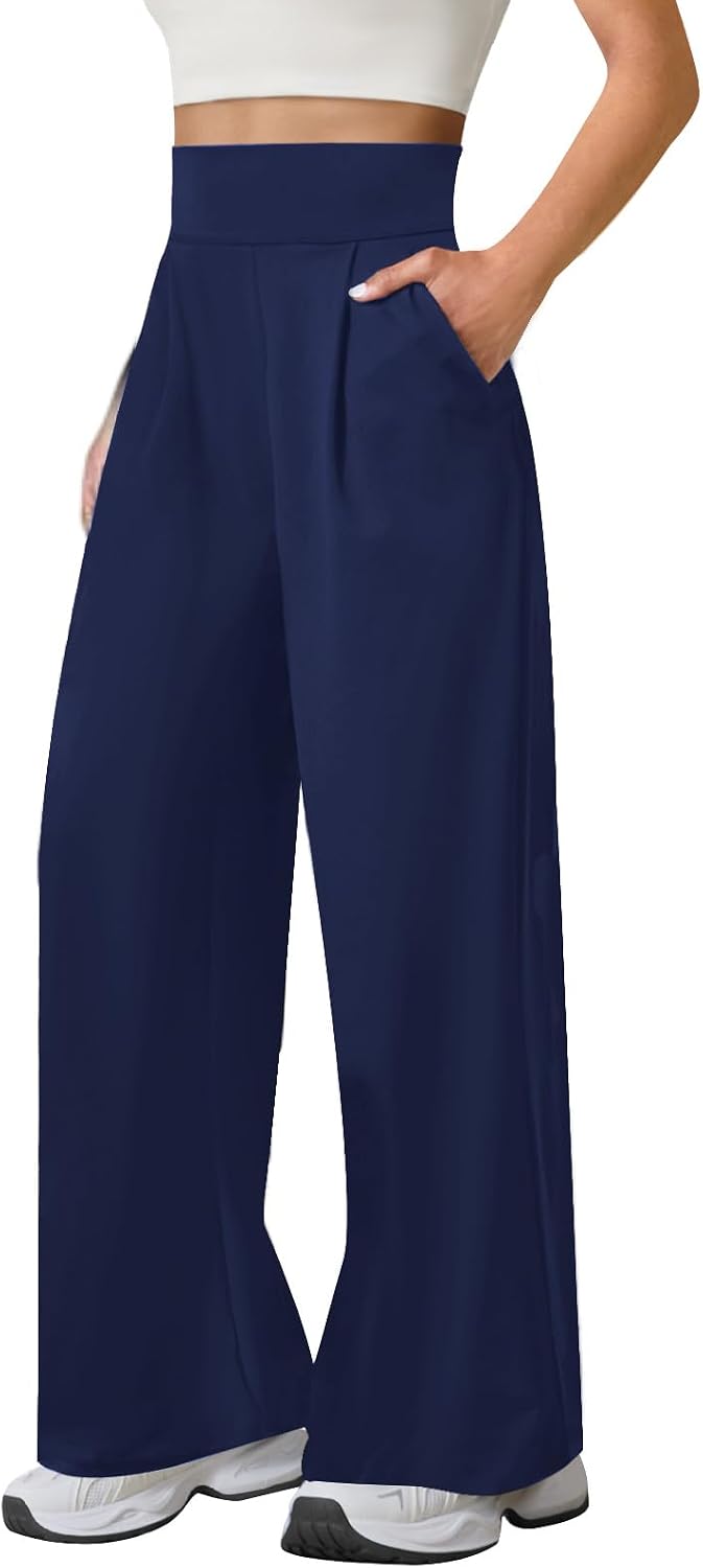 JEKAOYI Womens Wide Leg Yoga Pants High Waist Loose Stretch Casual Lounge Workout Gym Trousers with Pockets