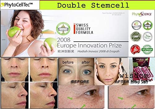 Phytoscience Double Stem Cell Anti Aging Supplement Acai Berry Extract Blueberry Reduce Wrinkles Pores Pimples Fine Lines Skin Texture (14 Sachets)