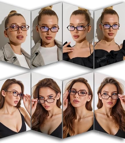 AIEYEZO Retro Rectangular Blue Light Glasses Women Men Fashion Small Square Frame Computer Gaming Glasses