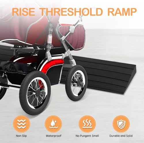 Threshold Ramps for Doorways Self-Adhesive Rubber Ramps for Door Threshold Rubber Door Threshold Ramp for Wheelchair Stroller Scooter Reducer Ramp (Black, 3” Wide x 6.6' Long)