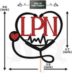 Congrats LPN Cake Topper, Licensed Practical Nurse, Nursing School Graduation Theme Party Decorations Supplies, Black & Red Glitter
