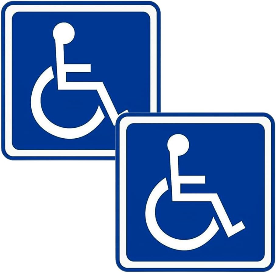 2PCS Car Handicap Parking Sign, Reflective Magnetic Vehicle Square Wheelchair Symbol Labels, Waterproof Automotive Disabled Parking Sticker, Universal for SUV Truck Sedan