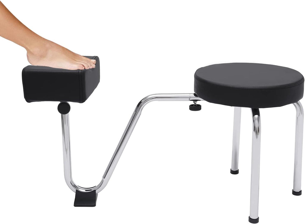 Portable Pedicure Foot Rest Stool, Adjustable Height, Black, for Spa, Beauty Salon, Studio