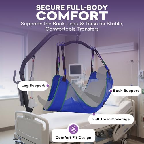 ProHeal Universal Full Body Mesh Lift Sling With Commode Opening, Large, 56" x 43.5" - Polyester Slings for Patient Lifts - Compatible with Hoyer, Invacare, McKesson, Drive, Lumex, Joerns