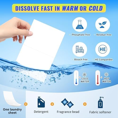 FIXSMITH Laundry Detergent Sheets - 200 Loads (100 Sheets) Fresh Linen Scent - Hypoallergenic,Eco Friendly Laundry Detergent Strips Ultra-Concentrated Travel Detergent Sheets.Plastic-Free,Liquidless