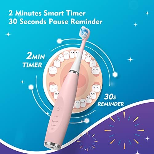 Kids Electric Toothbrushes 2 Pack Smart Sonic Toothbrush for Boys and Girls 3 4 5 6 7 8 9 10 11 12 (Blue+Purple, 2 Pack)