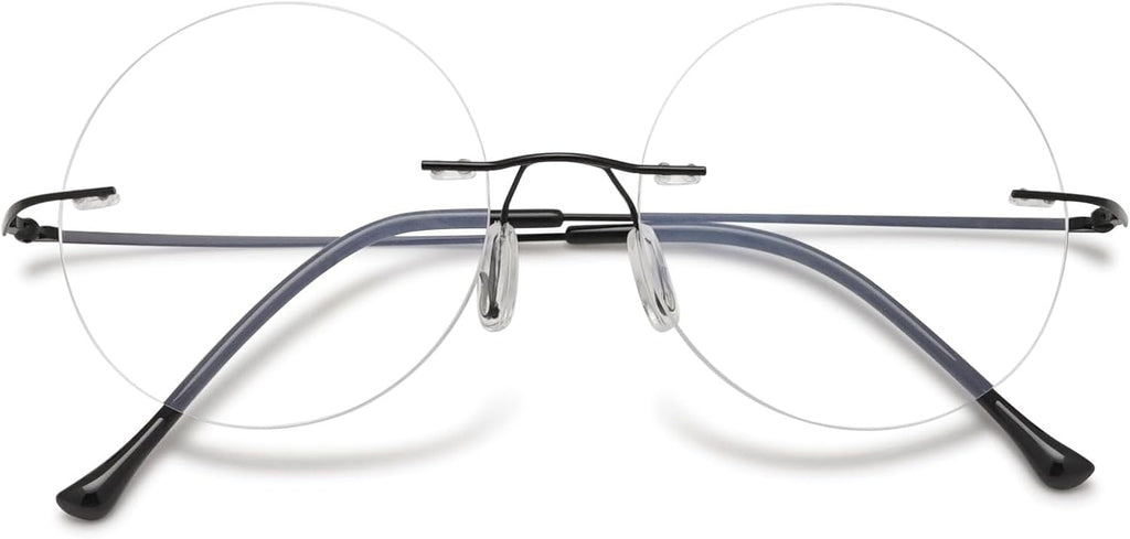 Round Rimless Reading Glasses Anti Blue Light Blocking Readers Women Men Titanium Frameless Eyeglasses Eyewear