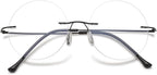 Round Rimless Reading Glasses Anti Blue Light Blocking Readers Women Men Titanium Frameless Eyeglasses Eyewear