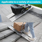 Foldable Aluminum Motorcycle Loading Ramp, 63" L x 8.5" W inches, 1500lbs Load Capacity, Lightweight, Non-Slip, Waterproof, Rust-Proof, Suitable for Trucks, Lawn Mowers, SUVs, Trailers, Set of 2