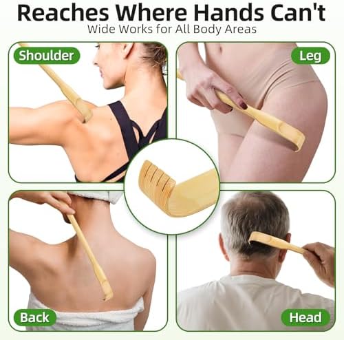 Renook 8 PCS Back Scratcher,16.5" Bamboo Wooden Back Scratchers for Men Women,Strong Sturdy Self-Massager for Scratching Itches On Back, Arm, Leg, Head, Body, Best Gift for Pregnant Women/the Elderly