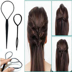 ZVOREI 8Pcs Black Hair Brushes Set with 4Pcs Topsy Tail Tools, Teasing Bristle Brush, Edge Control Brush, and 2Pcs Metal Pin Rat Tail Combs for Women's Hair Styling and Brushing