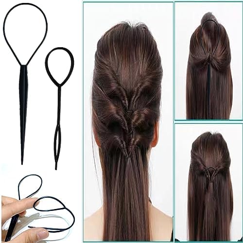 ZVOREI 8Pcs Black Hair Brushes Set with 4Pcs Topsy Tail Tools, Teasing Bristle Brush, Edge Control Brush, and 2Pcs Metal Pin Rat Tail Combs for Women's Hair Styling and Brushing