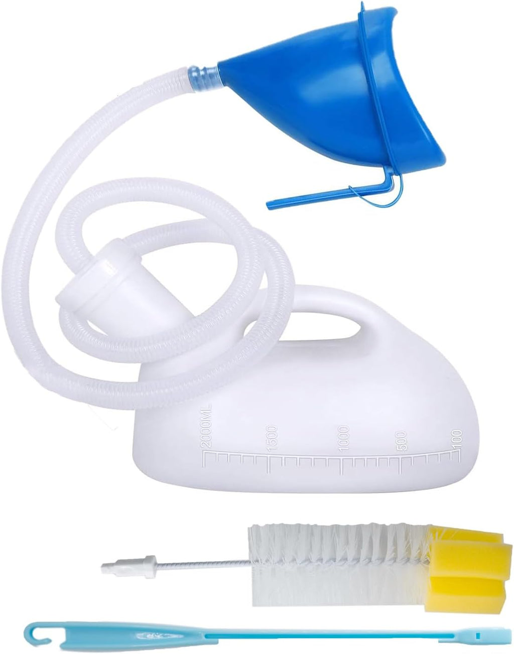 Urinals for Men and Women, 2000ml Portable Urinal Spill Proof Thick Firm Female Male Pee Bottle Urine Collection Container for Elderly Incontinence Home Hospital Emergency Camping Car Travel (White)