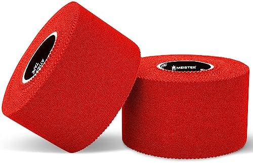 Meister Elite Athletic Tape - Breathable High-Adhesive Trainer's Tape - 2 Roll Pack - Red