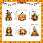 48 PCS Edible Halloween Pumpkin Cupcake Toppers Wafer Paper Jack-O-Lantern & Witch Hat Pumpkin Cupcake Picks for Cake Decorating