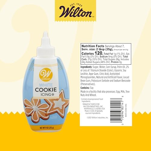 Wilton Cookie Icing, Fast-Drying Squeeze Bottle Icing for Decorating Sugar Cookies & Gingerbread, 7.5 oz., White, Packaging May Vary
