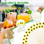 100Pcs Sunflower Cocktail Picks Spring Flower Sunflowers Decor Toothpicks Fruit Sticks Food Sandwich Appetizer Charcuterie Skewers, for Springtime Floral Sunflower Decorations Groovy Party Supplies
