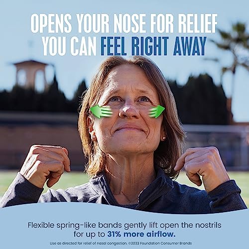 Breathe Right Nasal Strips, Extra Strength Clear Nose Strips, Drug-Free Nasal Congestion Relief for Better Breathing, Help Relieve Snoring, Caused by Colds & Allergies, Deviated Septum, 44ct