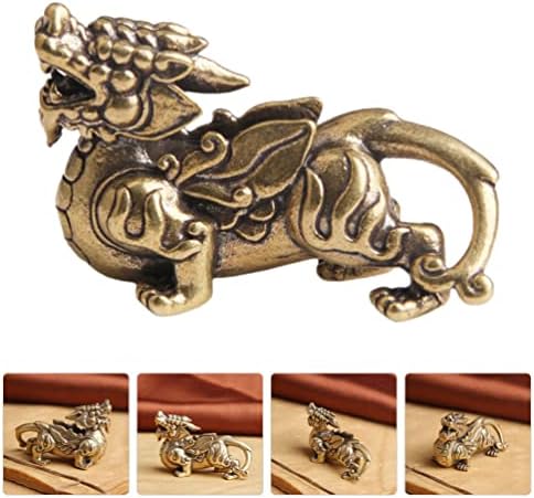 CLISPEED Feng Shui Kylin Statue Brass Home Decor Attract Wealth and Good Luck Wealth Prosperity Qilin Golden Feng Shui Unicorn Decor