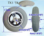 7×1 3/4 Pneumatic Wheels Castor for Wheelchairs, 7inch Non-Slip Front Wheels Replacement for Disabled Wheelchairs, 8mm Bearings, 2pcs