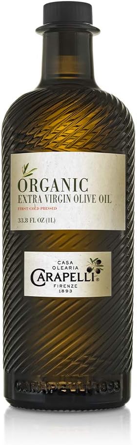 Carapelli - Organic Extra Virgin Olive Oil: Cold-Pressed Organic EVOO – 33.8 Fluid Ounces (1 Liter)
