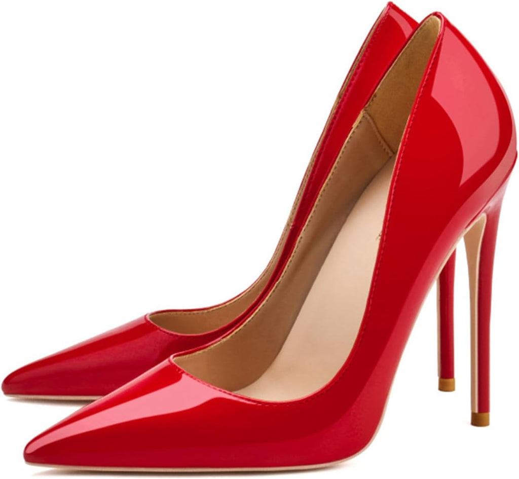 Vujkliy Women's 12CM/4.7IN Stiletto High Heels Fashion Catwalk Pointed Toe Shallow Mouth Shoes