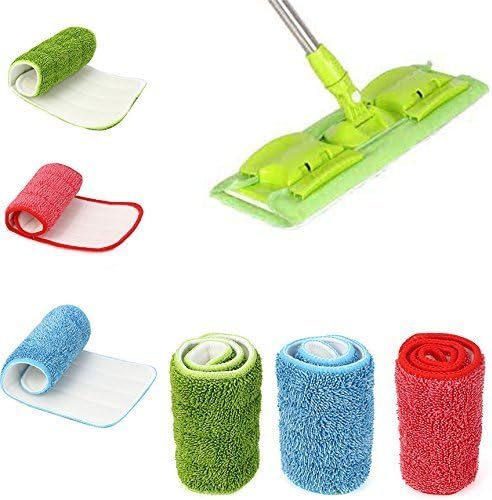 3 Pcs Reusable Microfiber Spray Mop Replacement Head Pads Floor Cleaning Cloth Household Cleaning Mop Accessories (Multi Color)