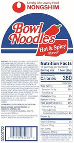 Nongshim Ramen Noodles, Gourmet Instant Ramen bowl, Premium Microwavable Noodle Soup, Hot & Spicy, 3.03 Ounce (Pack of 6)