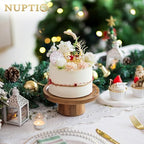 NUPTIO Wood Cake Stand Cupcake Stand: Small Round Cake Display Holder 7.6 Inch Pastry Stands Muffin Snack Platter for Kitchen Wedding Reception Bakery Baby Shower Graduation Dessert Table- 6 Inch Cake