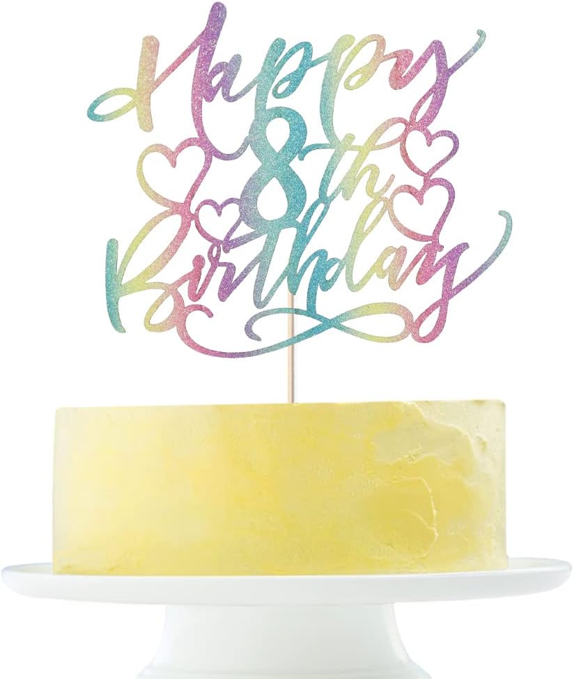 color flash Happy 8th birthday Cake Topper Boys and girls Happy birthday Cake Topper Children's party cake decorations