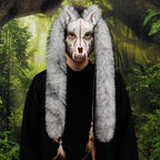 Holiberty Animal Head Wolf Mask Furry Viking Headpiece Warrior Werewolf Halloween Cosplay Costume Skull Bone Fox Ear Mask