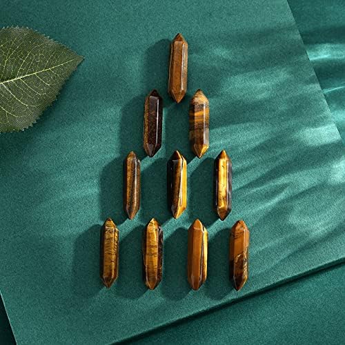 QINJIEJIE 20PCS Tiger Eye Crystals Wands Stones Set Healing Crystal Points Bulk Gemstones Hexagonal Polished Gems Natural Reiki Stone for Energy Balancing Meditation Witchcraft Gifts