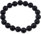 AD Beads Natural Gemstone Round Beads Stretch Bracelet Healing Reiki 10mm (Matte Black Onyx)