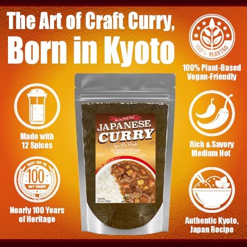 Authentic Japanese Curry Roux Powder – Medium Hot, 12-Spice Blend Sauce Mix, 100% Plant-Based & Vegan Friendly, Rich Umami Flavor for Quick & Easy Japanese Curry Meals, Made in Japan, 5.3oz (150g)