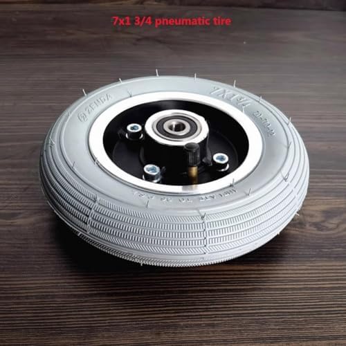 2 Pcs 7 Inch Electric Wheelchair Front Wheel Replacement, 7x1 3/4 Pneumatic Rubber Tire, Aluminum Alloy Wheel Hub, Bearing：8mm