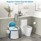 VINGLI Portable Toilet | Back & Handrail Design Commode with 5 Gallon Bucket Inner, Camping RV Toilet for Adult, Kids, Home, Boat, Van, Travel, Plastic, Blue & white
