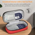 MEDMAX Insulin Cooler Travel Case with 2 Ice Pack TSA Approved, Water Resistant Insulated Diabetic Medication Organizer Carrying Bag with Extra Pouch for Insulin Pen and Other Diabetic Supplies (Red)