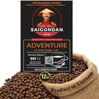 Vietnamese Whole Bean Coffee - Saigondan Adventure 100% Robusta Light Espresso Roast - Premium Single Origin, Direct Trade Vietnamese Coffee - 12 oz
