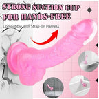 7 Inch Soft Pink Dildo, Realistic Silicone Medium Anal Dildos Stimulation Vaginal G-Spot and Anal, Safe Material Lifelike Men Penis with Strong Suction Cup, Adult Sex Toys for Women/Beginner Sexual