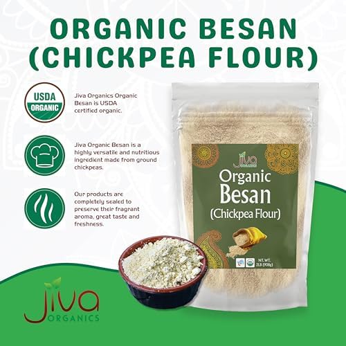 Jiva Organics Organic Chickpea Flour, Besan 2 Pound - Non-GMO, Gram Flour Fine - Vacuum Packed