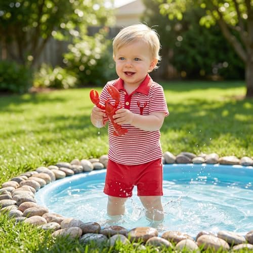 VISGOGO Baby Boy Summer Outfit Striped Short Sleeve T-shirt Toddler Boy Summer Clothes 6 12 18 Months 2 3 4 5 6 T Short Set