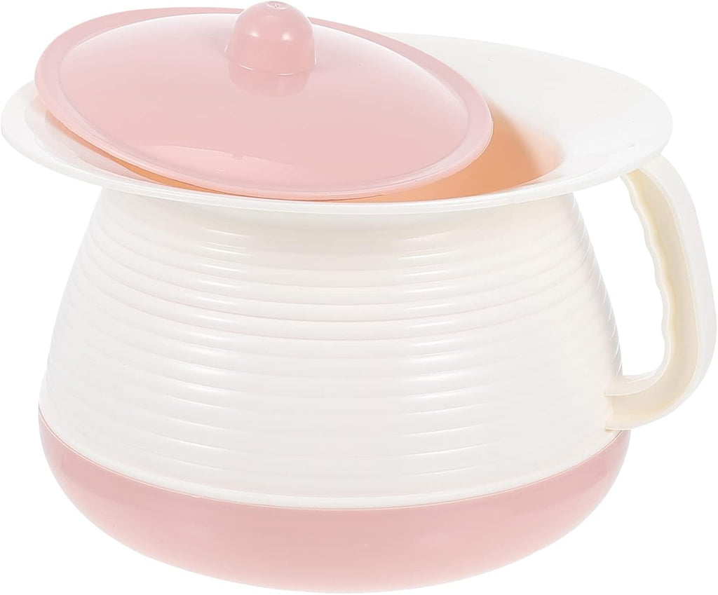 minkissy Portable Spittoon with Lid Small Chamber Pot for Elderly Kids Covered Night Urinal Home Hospital Use 8.27X7.28X5.51 Inch Easy to Clean Durable Material