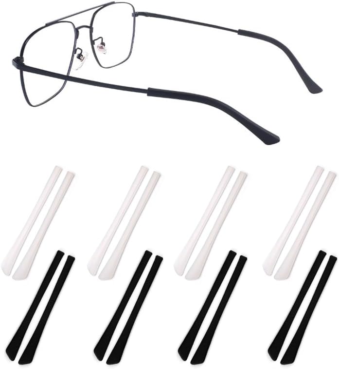 Eyeglass Temple End Tips Anti-Slip Soft Silicone Tube Holder Glasses Retainers Replacement Temple Tips for Flat