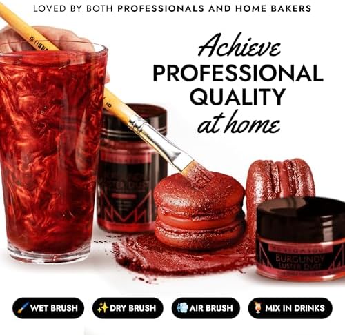 MONÉGASQUE Red Edible Glitter for Drinks 15g – Burgundy Edible Glitter for Cakes & Cocktails - Red Luster Dust for Drinks, Cocktail, Cake Decorating, & Food Decorations - Spray Drink Shimmer